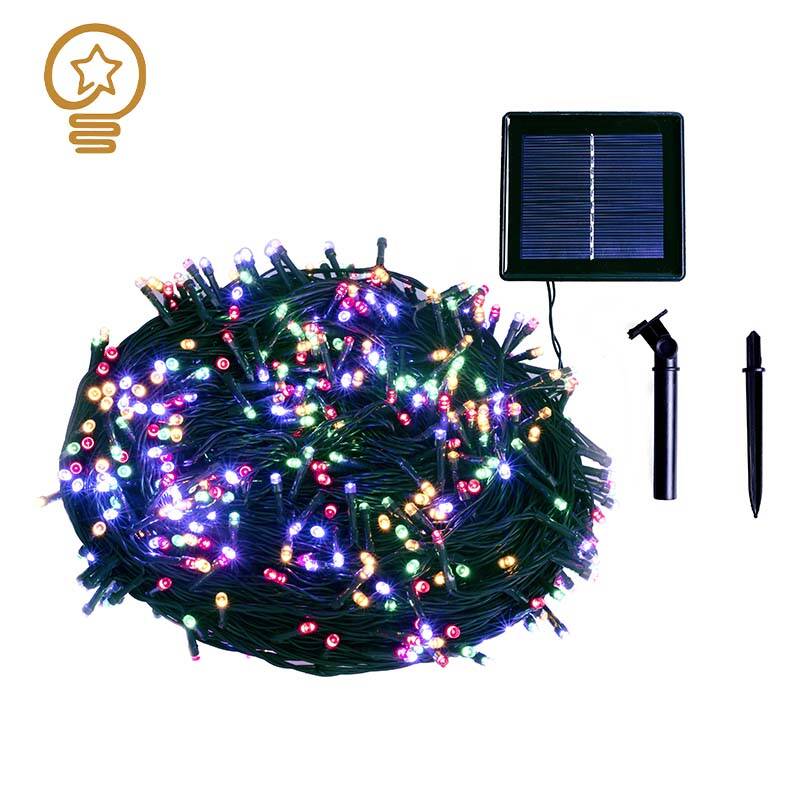 GE Solar Christmas Lights Outdoor Waterproof, 200 LEDs 75ft Solar Light String Multicolor, 8 Modes Solar Flash Lights for Garden Yard Tree Party Patio Fence Light Decoration