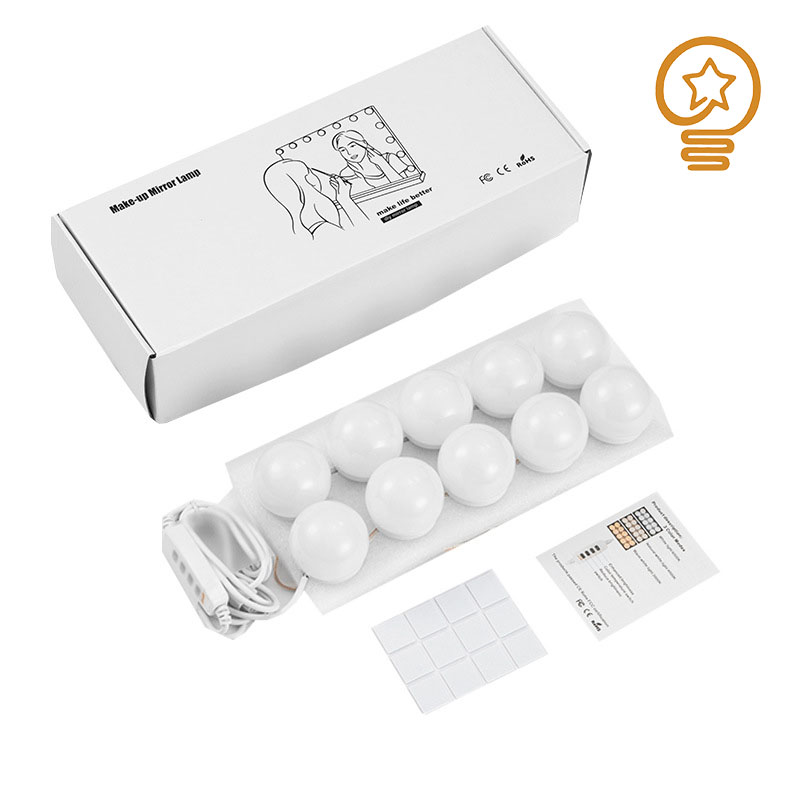 GE Vanity Mirror Lights Kits Hollywood Style LED Makeup Lights with10 LED Bulbs 3000k~6000k 3 Colors USB Charging Makeup Table Wash Stand Bathroom Dressing Room Wall Mirror Makeup Mirror Light